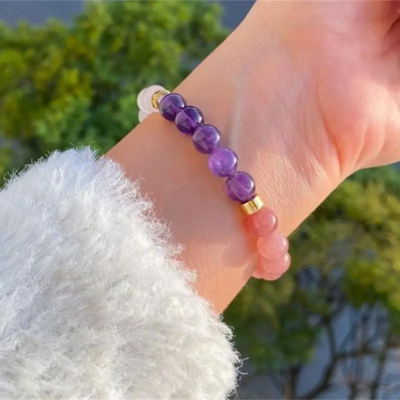 Rose Gold Bracelet - Pulsera de cuentas de amatista natural