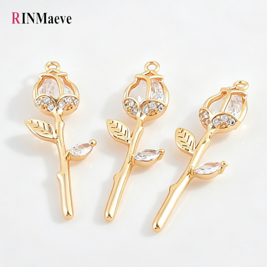4 Piezas de Dijes de Flor de R - Rose Gold Bracelet reseña y precio
